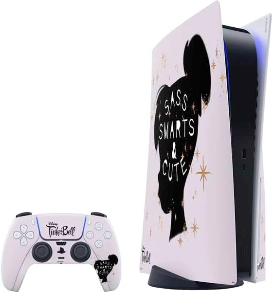 Skinit Decal Gaming Skin Compatible with PS5 Bundle - Officially Licensed Disney Tinker Bell Sass Smarts and Cute Design
