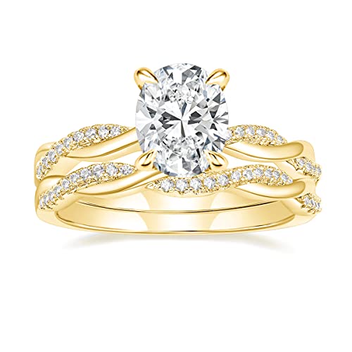 Image of Mameloly 3ct Engagement Rings for Women Oval Cut Bridal Ring Sets Cubic Zirconia Wedding Band Twisting Infinity Pave Set Size 4-12