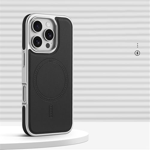 Coque en cuir de luxe avec cadre plaqué pour iPhone 13 Pro Max