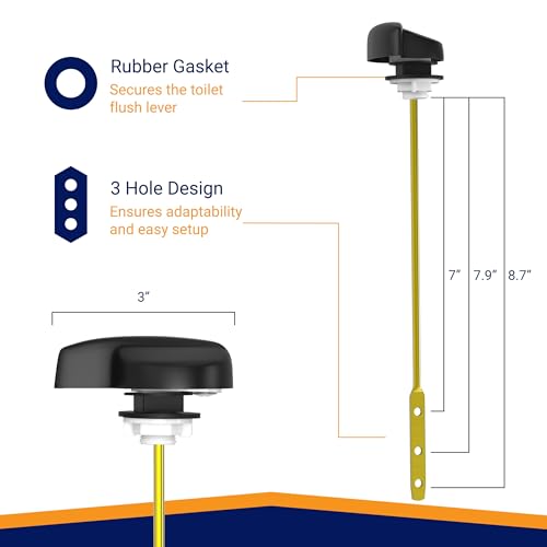 Image of Side Mount Toilet Handle Replacement, Compatible with American Standard, Kohler, TOTO, Gerber and Most Side Mount Toilet Tanks - Matte Black