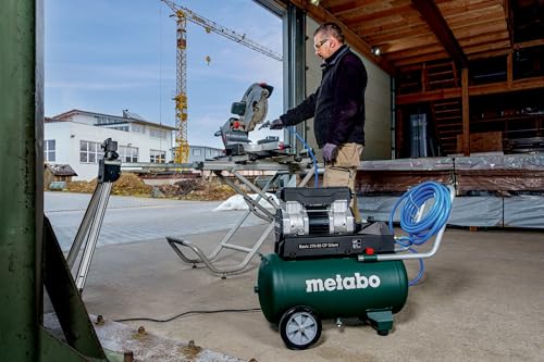 metabo Kompressor Basic 270-50 OF Silent - 50L Kessel, 10 bar Druck, 130 l/min Füllleistung - Ölfrei, leise, mobiler Werkstatt-Kompressor für Heimwerker & Profis - Inkl. Schnellkupplung und Zuggriff