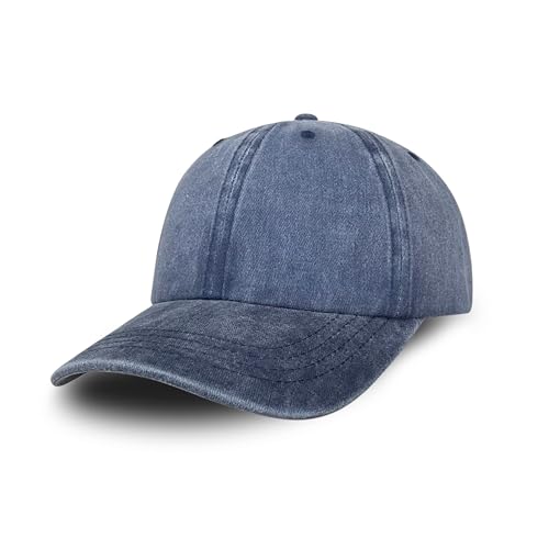 Bella Accessori Cappellino da Baseball Unisex Vintage Lavato 100% Cotone Morbido Berretto Regolabile Visiera Curva Casual Classico per Sole Sport e Tempo Libero-Blu Jeans