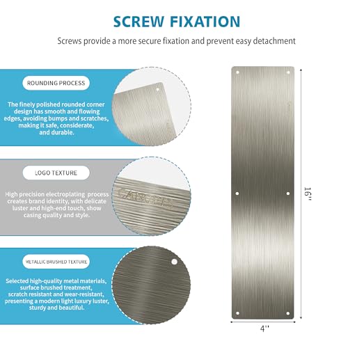 image for CANGETS Door Push Platee, Metal Kickplate for Bottom of Door,4x16 inch