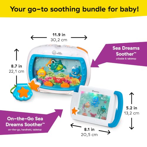 Image of Baby Einstein 2-in-1 Sea Dreams Soother On-the-Go Gift Set, Musical Crib Toy Sound Machine and Portable Aquarium Toy, Ages Newborn and Up