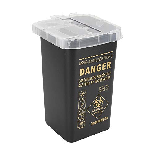 Sharps Container,Sharps Needle Disposal Containers, Tattoo Needles Disposal Collector Rectangular Trash Can Waste Bin Tattoo Supplies And Equipment (Black) #TOP7