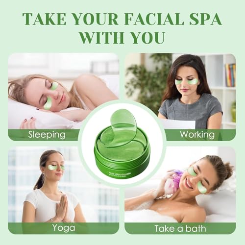 60 Parches Ojos Bolsas y Ojeras, Eye Patches Hidratante y Reafirmante con Aloe Vera y Colágeno, Reduce Arrugas y Líneas Finas, Alivia Fatiga y Oscurecimiento, Contorno de Ojos Suave y Fresco - imagen 5