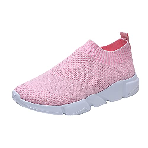 Woaikeyu Zapatillas planas para mujer, transpirables, ligeras, zapatillas de correr para el aire libre, para el aire libre, para el aire libre, rosa, 42 EU