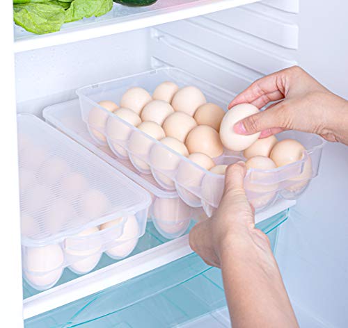 Clear Plastic Egg Holder For Refrigerator, Stackable Egg Storage Trays With Lid & Handles, Plastic Egg Box Carrier 4 Pack, Bpa-Free Egg Storage Container For 18 Eggs #TOP6