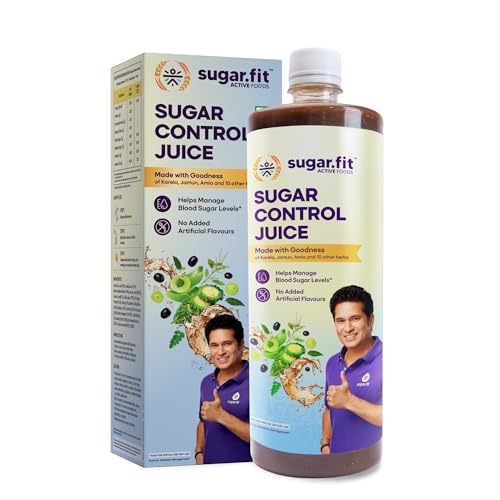 Image of Sugar.fit | Active foods Sugar Control Juice 1 L | Diabetic Care | Neem Karela Jamun Juice, made with 13 natural herbs | Helps manage weight, cholesterol, blood sugar, no added sugar (Pack of 1)