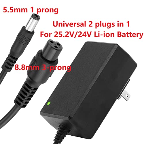 Ampowsure 29.4V Ul Charger Universal For 25.2V 25.9V 25.6V 24V Lithium Battery With 2 Plugs 5.5Mm 1 Prong And 8Mm 3 Prong #TOP2