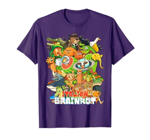Italian Brainrot Cartoon-Style Viral Gen Z Meme Collage T-Shirt