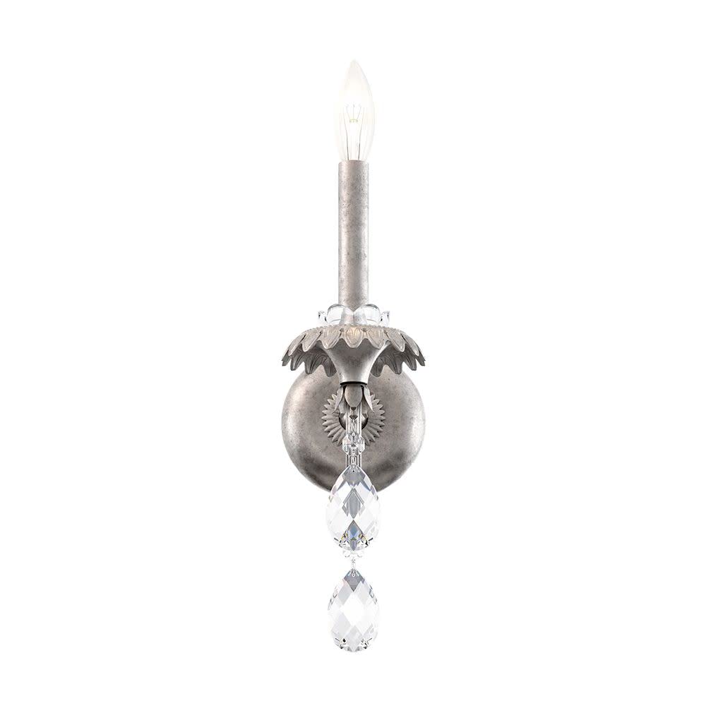Signature AT1001N-48H, Helenia 1 Light 4.5in x 17in Wall Sconce in Antique Silver with Clear Heritage Handcut Crystals