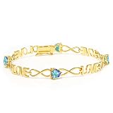 Gem Stone King 4.00 Ct Heart Shape Mercury Mist Mystic Topaz 18K Yellow Gold Plated Silver Bracelet For Women