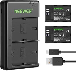 Neewer Replacement LP-E6NH Battery Rechargeable Battery Charger Set Compatible with Canon EOS R7, EOS R5, EOS R6, EOS R, 5D II III IV, 6D, 6D II, 7D, 7D II, 60D, 70D, 80D, 90D(2-Pack, Micro USB Port)