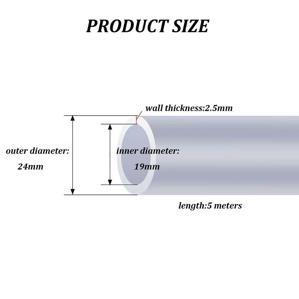 COYOUCO Durchsichtiger Flexibler PVC-Schlauch OD 20 mm / 22 mm / 24 mm transparenter Vinylschlauch für Aquarium, Pumpe, Labor, DIY-Projekte 5 Meter,24mm*19mm