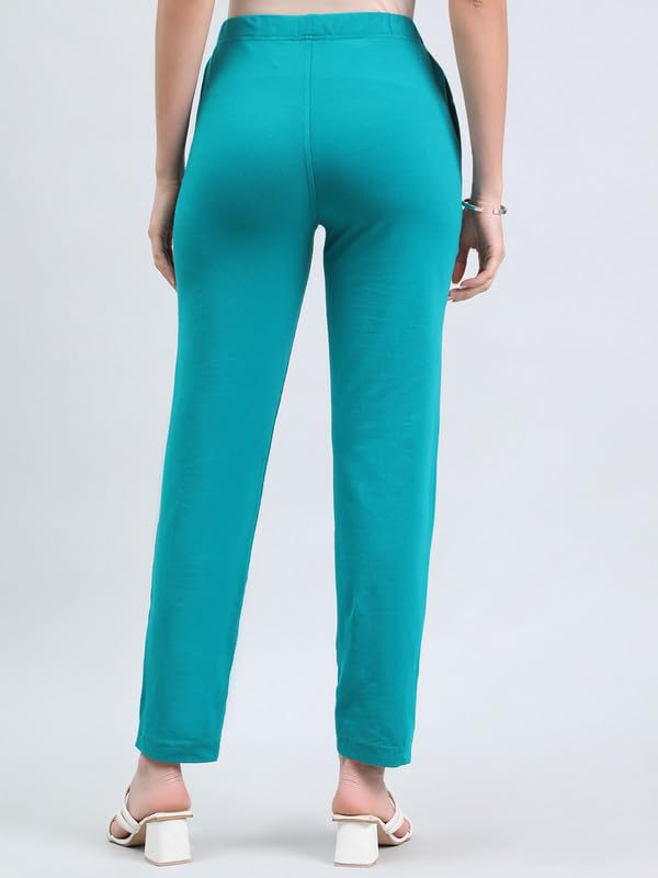 Image of GO COLORS Soft Cotton Stretch Kurti Pants Full Length for Women| Breathable, Mid Rise