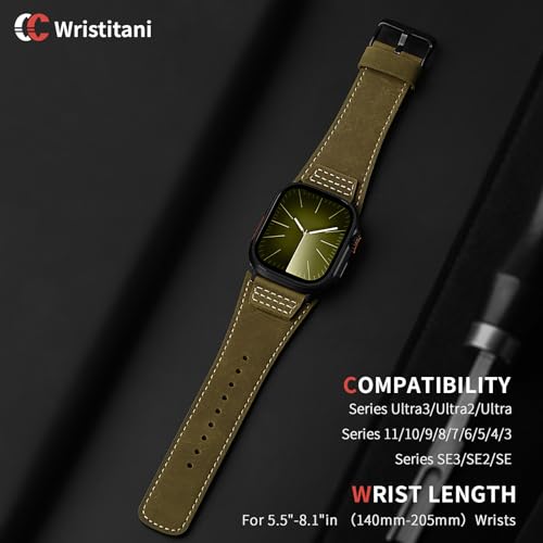 Image of Wristitani Genuine Leather Strap Compatible With Apple Watch