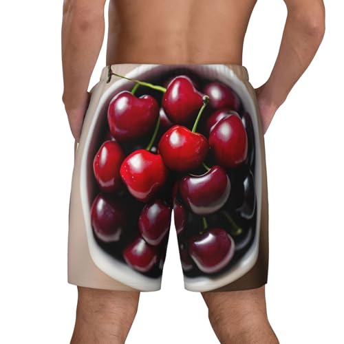 Fresh Cherry Men's Soft Double Swim Shorts, Lounge Swiming Shorts Pants Breathable Summer4