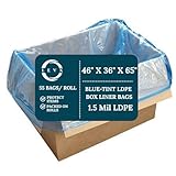 LEVX 46' X 36' X 65' Blue-Tint LDPE Bags & Covers 1.5 Mil (Pack of 55 Bags/Roll) Clear Blue Equipment Covers or Box Liners on Roll Protective Plastic Sleeves for Storage, Transport & Processing