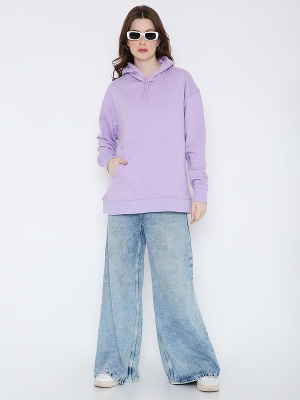 Image of BE SAVAGE Women's Solid Full Sleeves Cotton Hoodie