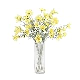 2 Pcs Artificial Fake Flowers Plants Cosmos Silk Flower Arrangements Wedding Bouquets Decorations Plastic Floral Table Centerpieces for Home Kitchen Garden Party Decor Approx 23.6'' High - Yellow