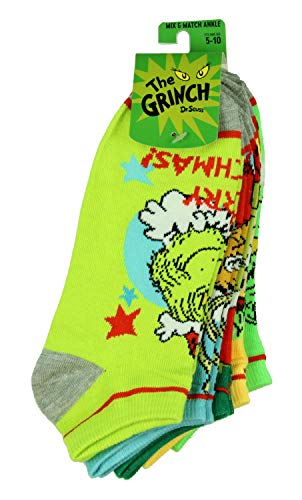 Image of Bioworld Boys' Dr. Seuss GRINCH Socks (5-Pack)