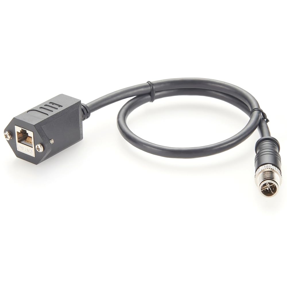 Panel Mount M12 8 Pin X-Code to RJ45 CAT6A Industrial Ethernet Cable Waterproof High Flex Shielded M12 Gige Cable with Screw Compatible Cognex in Sight Industrial Camera Automation(0.5M)