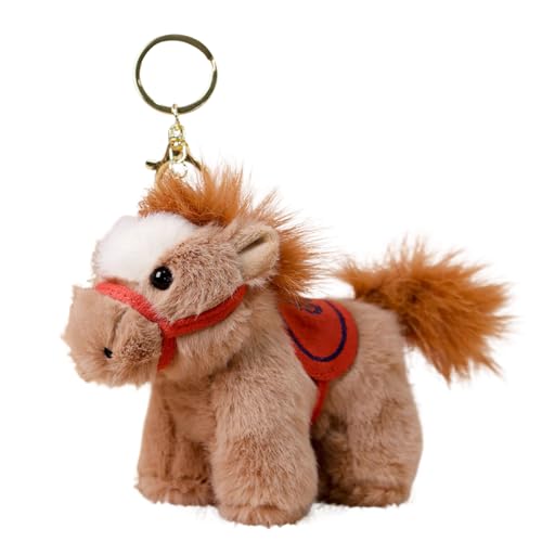 Caballo – Suministros de bordado suave peluche,Llavero año del caballo 2026 – para cumpleaños, fiestas regalos para el hogar viajes familiares amigos, caqui, Se référer au descriptif