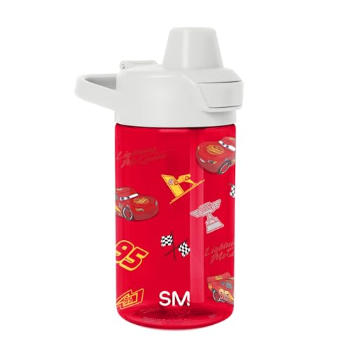 Simple Modern Disney Kids Tritan Plastic Summit Water Bottle | 12 oz BPA-Free Cup with Covered Leak Proof Straw Lid for Boys Toddlers | Cars Lightning Speed
