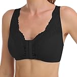 Sports Bras Women, Bras Women UK Spring Summer Plus Size Comfortable Push Up Nursing Minimiser Bra Ladies Non-Wired Non-Padded Full Coverage Gym Sports Soft Cup Seamless Backless Underwear Black