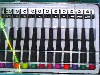 Set de 12 destornilladores para Electrònica con consejos Piso, Cruz y Estrella