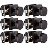 Goldenwarm Oil Rubbed Bronze Privacy Door Knobs for Interior Doors, Zinc Alloy Bronze Door Knobs Interior for Bedroom & Bathroom, Keyless Lock with Emergency Release, Adjustable & Reversible - 6 Pack