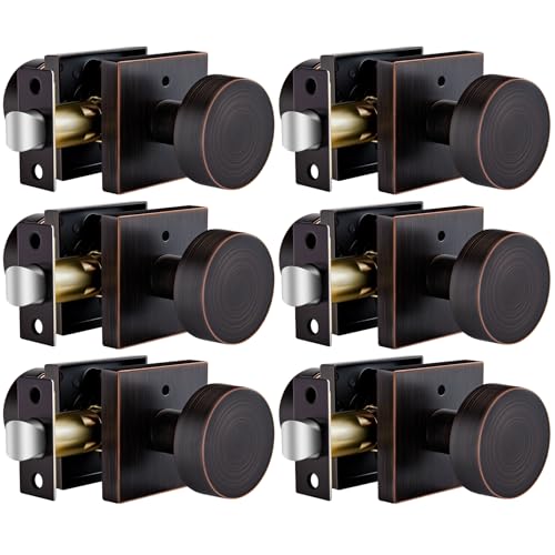 Goldenwarm Oil Rubbed Bronze Privacy Door Knobs for Interior Doors Zinc Alloy Bronze Door Knobs Interior for Bedroom & Bathroom Keyless Lock with Emergency Release Adjustable & Reversible - 6 Pack
