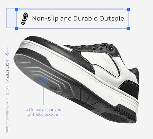 LUCKY STEP Women's Chunky Fashion Sneakers Platform Casual Non Slip Walking Shoes Low Top Comfortable Classic Athletic Sneaker3
