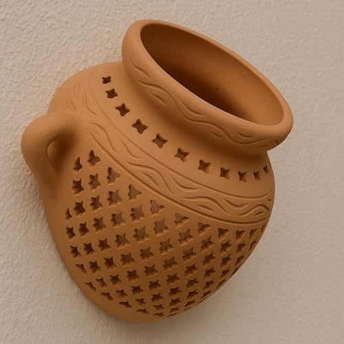 Generico Jarrón ánfora de terracota pintado a mano por artesanos tunecinos: arte cerámica única 3009221500