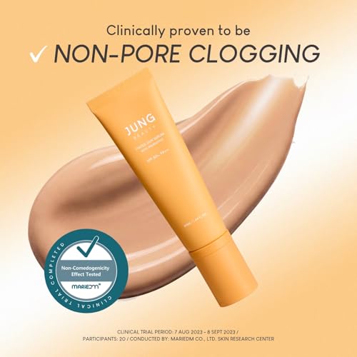 Jung Beauty Tinted Watery Sunscreen SPF 50+ 3-in-1 Hybrid Sunscreen Serum with Niacinamide & Panthenol for All Skin Types, Non-Pore Clogging, Natural Tone-Up Effect, 50ml / 1.69 fl oz