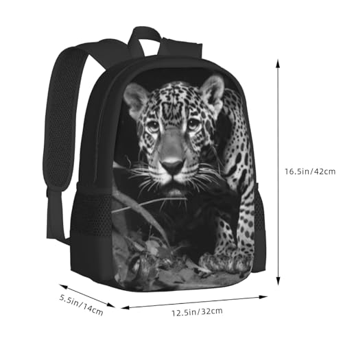 17 Inch Backpack for Tiger Through Lush Green Foliage Lightweight Adjustable Animal Backpacks with Mesh Side Pockets for Travel Outdoor Sports3