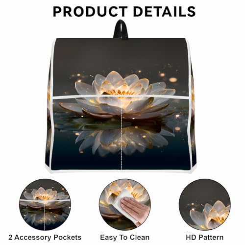 Image of Kitchen Dust Cover Compatible with 4.5 5 6 8 quart Stand Mixer, Kitchen Appliance Protective Covers with Top Handle and Pocket (Lotus, For All 6-8 qt Mixer)