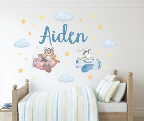 Vinilo Decorativo de Oso y Conejo Personalizado para Niños miniatura 1