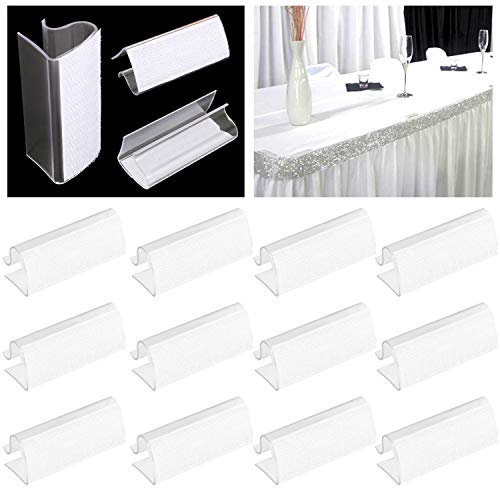 PROLOSO 50 Pcs Table Skirting Clips Tablecloth Clamps with Hook and Loop for 3/4-1 Inch Edge Table Skirt Hook Fastener for Indoor Outdoor Events