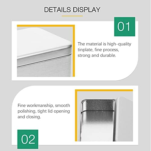 Housoutil Silver Metal Tin Box Lids, 4Pack Rectangular Empty Tin Box Containers with Lids for Treats, Gifts, Favors and Crafts, Home Organizer, 4. 3 x 2. 5 x 1. 4 inch, Sliver