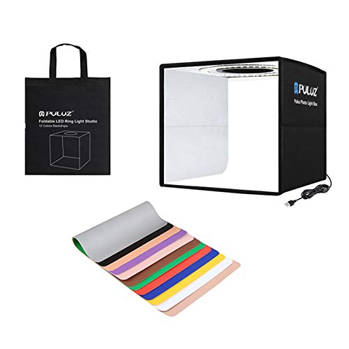 CALIDAKA 10inch Photo Studio Light Box, Photography Table Top Light Box, Mini Photo Studio Shooting Tent Box with LED Lights, 12 Colors Backdrops, Photography Shooting Light Tent Kit