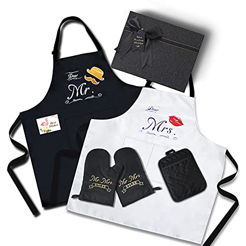 ETLEE Juego de delantales de Mr. & Mrs Cover