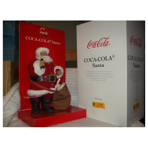 Steiff Coca-Cola Santa 35 cm mit Teddy Bär (Nikolaus mit Baby-Bär im Sack)