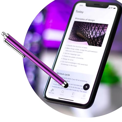 iAccessories Universal Capacitive Stylus Pen Compatible with All Touch Screens Devices Mobile Phones Android Tablet iOS Windows Smartphones - Pack of 10 | Purple