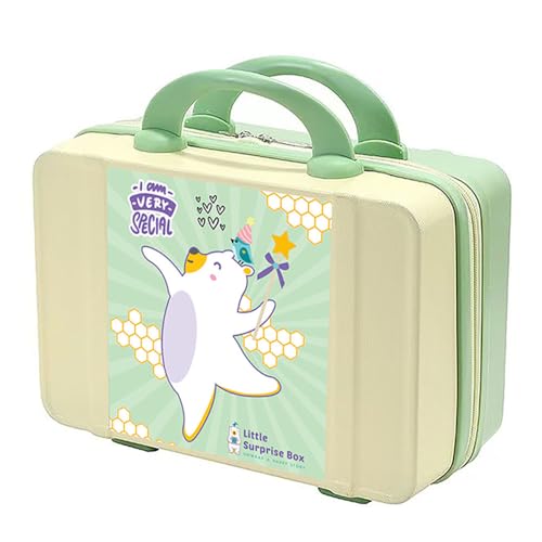 Image of Little Surprise Box Multifunction Mini Suitcase for Newborn Baby & Mother | Kelly Jo Bear Theme Hardcase Travel Suitcase for Kids Boys & Girls | Travel Bag for Boys & Girls | Green