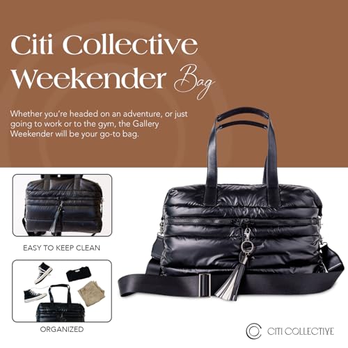 Citi Collective Gallery Weekender Bags for Women-Black | Versatile Work Bag | Travel Bag with Adjustable Straps for women | Laptop sleeve inside comes with bonus shoe bag & more2