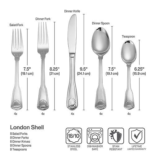 Towle-London-Shell-45-Piece-1810-Stainless-Steel-Flatware-Set-Service-for-8