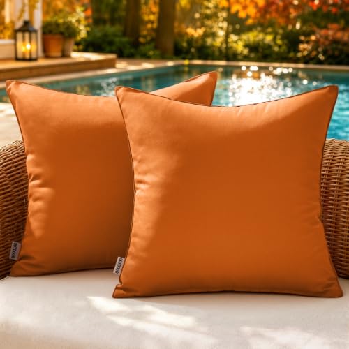 MIULEE Decorative Outdoor Waterproof Pillow Covers 20x20 Burnt Orange