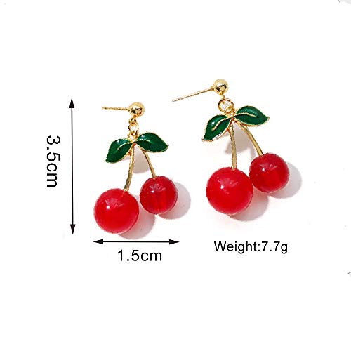 KaFu Handmade creative Light weight Fruits earring 18K Gold Plated Sweet and Lovely Cherry Tassel Dangle Drop Earrings For Women Girls3